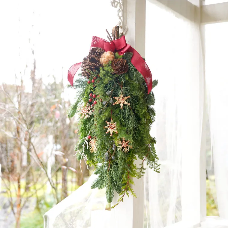 北欧ヒンメリクリスマススワッグ・生 60cm』｜横浜花まりか フラワー
