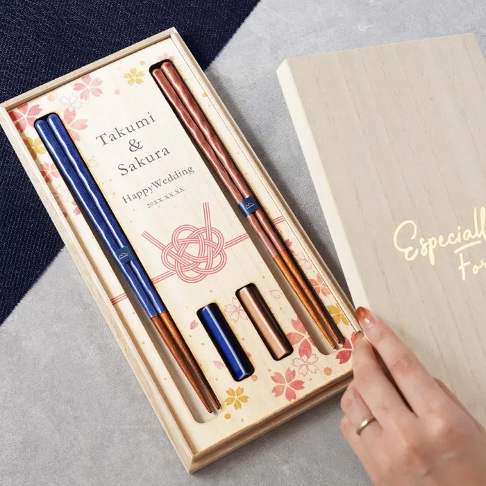 名入れ 桐箱入り KURABI 夫婦箸&箸置きセット 雑貨｜横浜花まりか