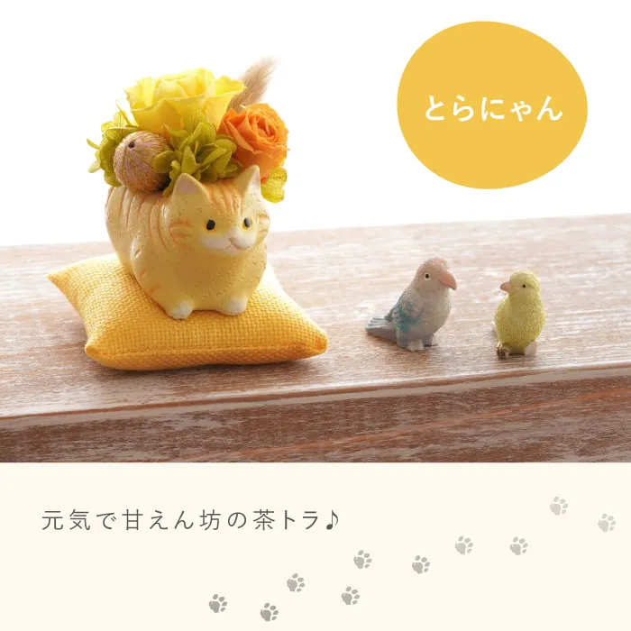 のんびり花にゃんこ』 プリザーブドフラワー｜横浜花まりか フラワー