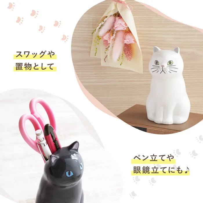 ちょこんと座る猫プリザ』 プリザーブドフラワー｜横浜花まりか