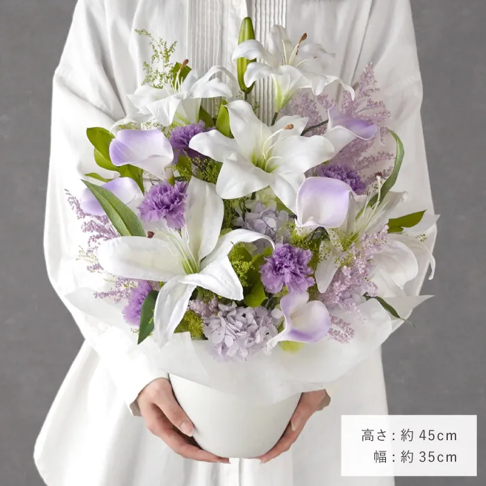 プリザーブドフラワー　ブーケ　アレンジ　枯れない夢のお花 枯れないお供えアレンジ Lily』 プリザーブドフラワー | 横浜花まりか