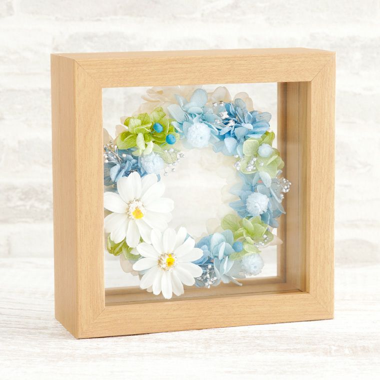 ジニアとイモーテルのリース プリザーブドフラワー