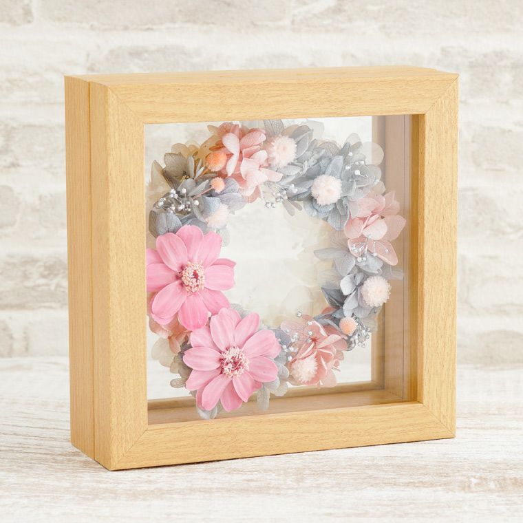 ジニアとイモーテルのリース プリザーブドフラワー