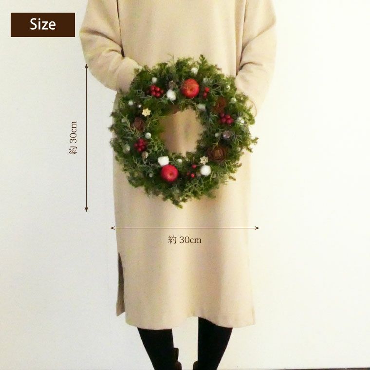 姫りんごのフォレストクリスマスリース Mサイズ･生 30cm