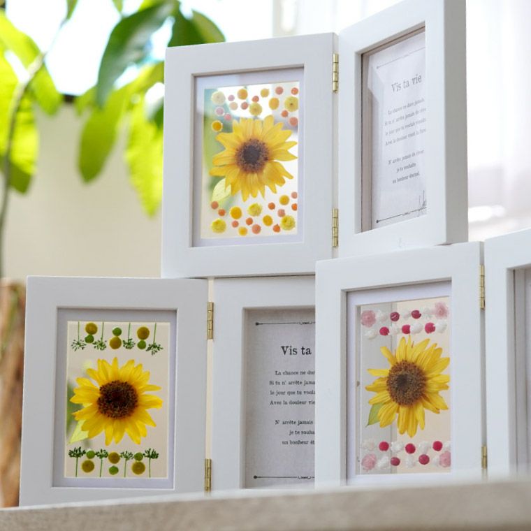 ひまわり フローティング フォトフレーム プリザーブドフラワー