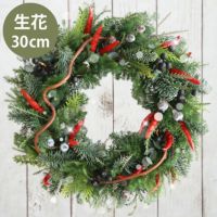 チリペッパーのナチュラルグリーン クリスマスリース･生 30cm 