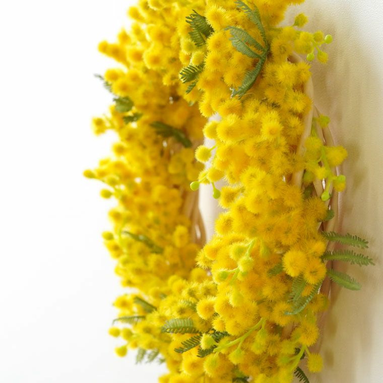 ふわふわミモザリース・25cm アーティフィシャルフラワー
