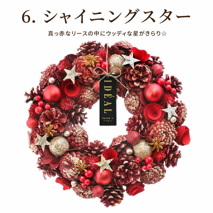 光るセレクトクリスマスリース L 34cm LED付き ドライフラワー