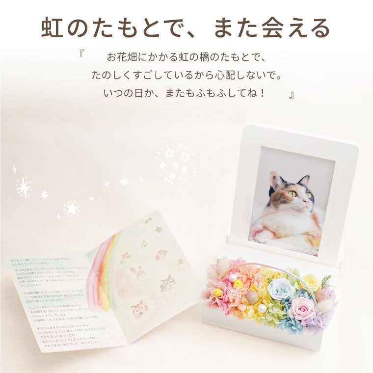 ペットちゃんの虹の橋フォトフレーム エトワール お供え プリザーブドフラワー