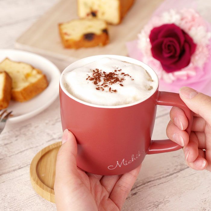 名入れOK！蓋付きマグカップ＆プリザブーケセット 雑貨 プリザーブドフラワー